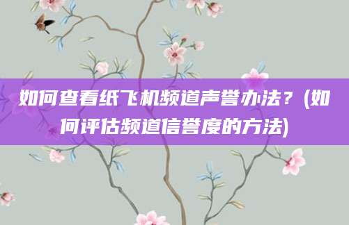 如何查看纸飞机频道声誉办法？(如何评估频道信誉度的方法)